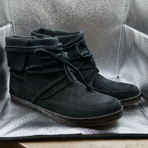 UGG Black Suede Lace-Up Boots